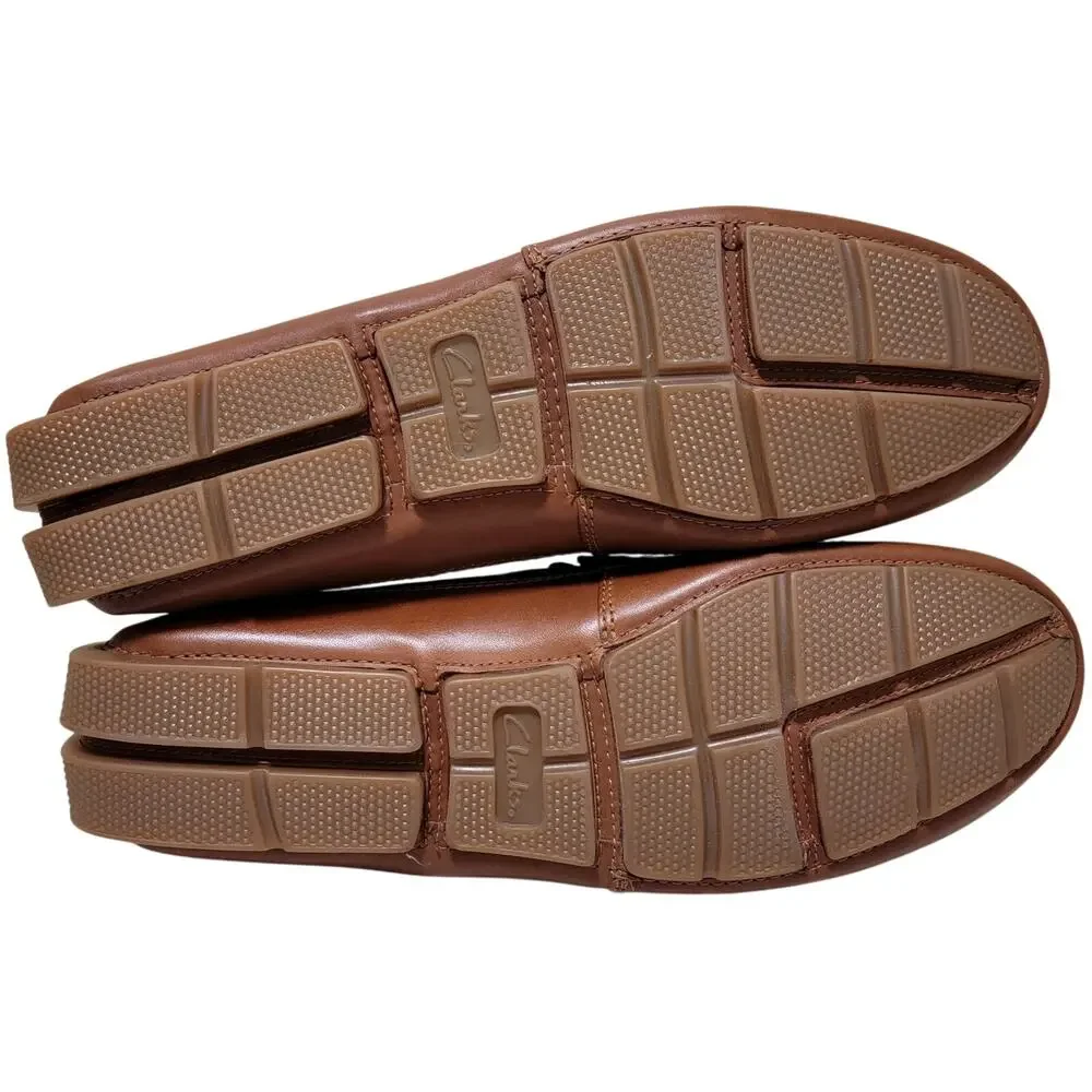 Clarks Men Markman Way Slip On Penny Driver Loafers Size US 13M Dark Tan Leather